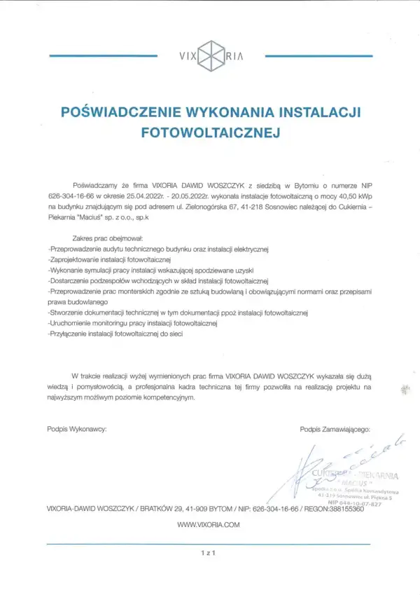 Referencje Vixoria 6