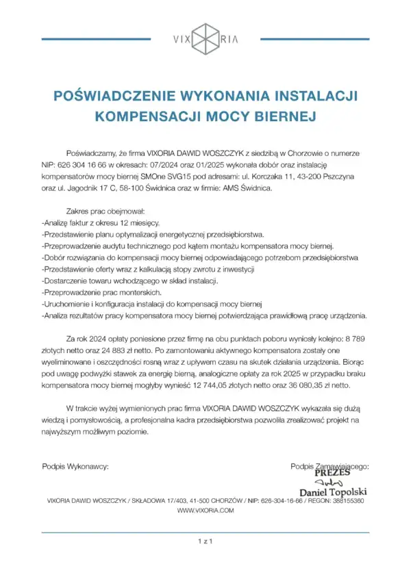 kompensacja mocy biernej referencje moc bierna katowice śląsk