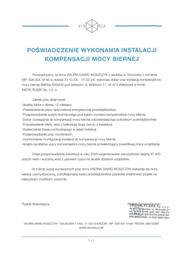 kompensacja mocy biernej referencje moc bierna katowice śląsk