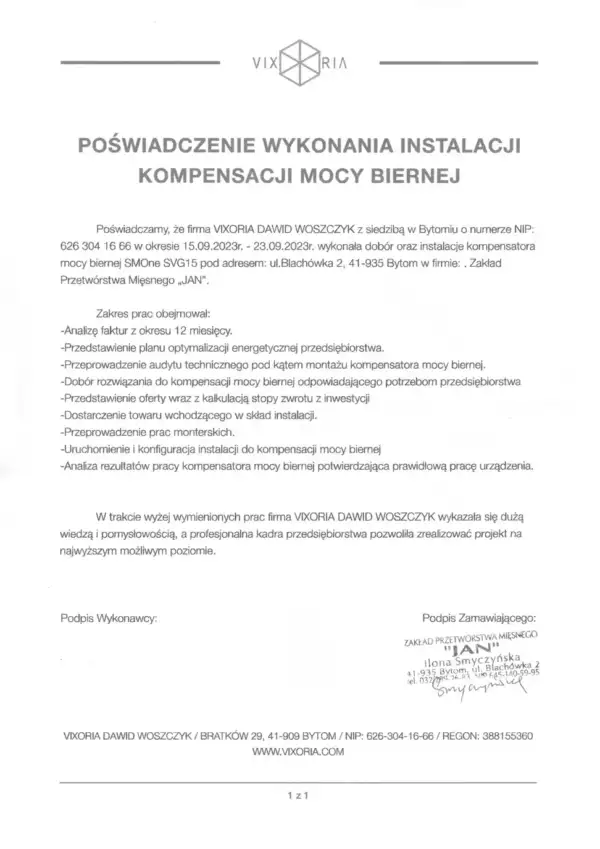 kompensacja mocy biernej referencje moc bierna katowice śląsk